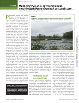 Managing Pymatuning Swampland in Northwestern Pennsylvania: a Personal Story Kenneth R