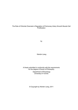 The Role of Chloride Channels in Regulation of Pulmonary Artery Smooth Muscle Cell Proliferation