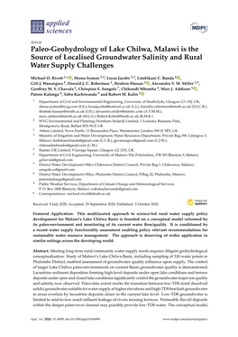 Paleo-Geohydrology of Lake Chilwa, Malawi Is the Source of Localised Groundwater Salinity and Rural Water Supply Challenges