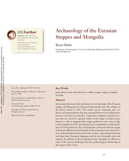 Archaeology of the Eurasian Steppes and Mongolia