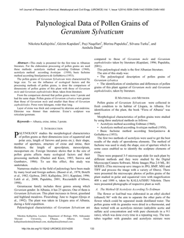 Palynological Data of Pollen Grains of Geranium Sylvaticum