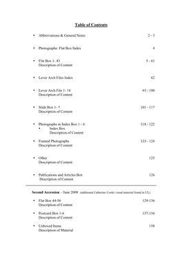 Table of Contents