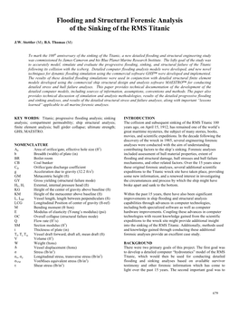 Flooding and Structural Forensic Analysis of the Sinking of the RMS Titanic