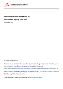 Operational Selection Policy 58 Environment Agency 1996-2012