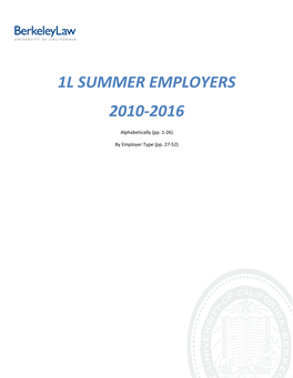 1L Summer Employers 2010-2016
