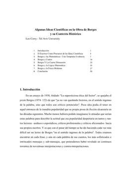 Algunas Ideas Científicas En La Obra De Borges Y Su Contexto Histórico 1