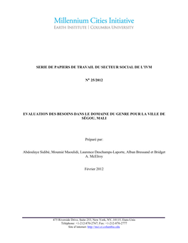 Serie De Papiers De Travail Du Secteur Social De L'ivm N° 25