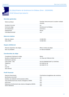 SI D'électrification De Gondrecourt-Le-Château (Siren : 255500589)