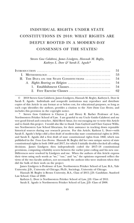 Individual Rights Under State Constitutions in 2018: What Rights Are Deeply Rooted in a Modern-Day Consensus of the States?