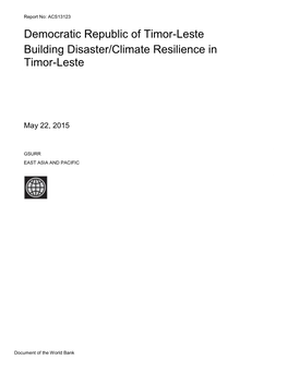 Democratic Republic of Timor-Leste Building Disaster/Climate Resilience In