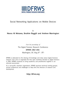 Social Networking Applications on Mobile Devices