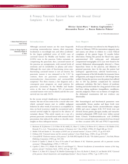 A Primary Pancreatic Carcinoid Tumor with Unusual Clinical Complaints – a Case Report