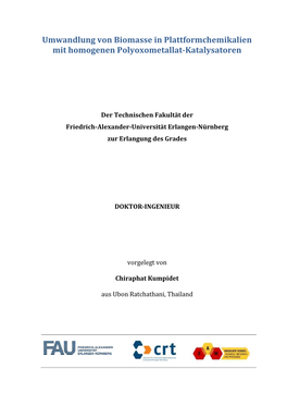 Umwandlung Von Biomasse in Plattformchemikalien Mit Homogenen Polyoxometallat-Katalysatoren