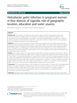 Helicobacter Pylori Infection in Pregnant