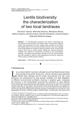 Lentils Biodiversity: the Characterization of Two Local Landraces