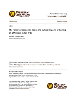 The Perceived Economic, Social, and Cultural Impacts of Gaming on a Michigan Indian Tribe