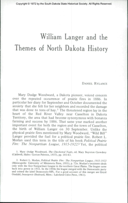 William Langer and the Themes of North Dakota History