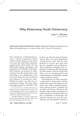 Why Democracy Needs Aristocracy Luke C