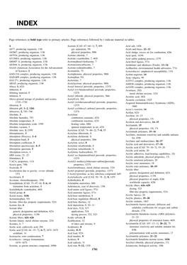 Page References in Bold Type Refer to Primary Articles. Page References Followed by T Indicate Material in Tables. 1781