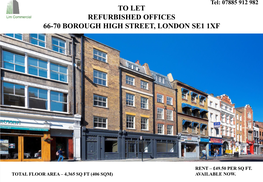 To Let Refurbished Offices 66-70 Borough High Street, London Se1 1Xf