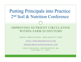 Putting Principals Into Practice 2Nd Soil & Nutrition Conference