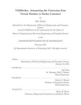 Automating the Conversion from Virtual Machine to Docker Container