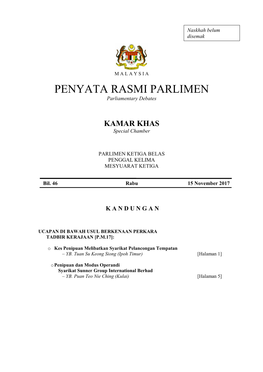 PENYATA RASMI PARLIMEN Parliamentary Debates