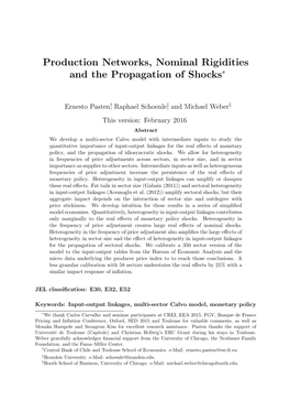 Production Networks, Nominal Rigidities and the Propagation of Shocks∗