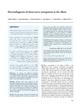 Electrodiagnosis of Ulnar Nerve Entrapment at the Elbow