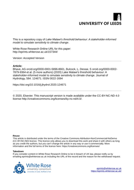 A Stakeholder-Informed Model to Simulate Sensitivity to Climate Change