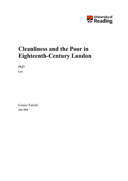 Cleanliness and the Poor in Eighteenth-Century London