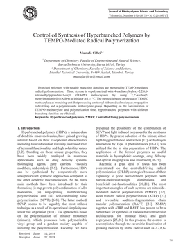 Controlled Synthesis of Hyperbranched Polymers by TEMPO-Mediated Radical Polymerization
