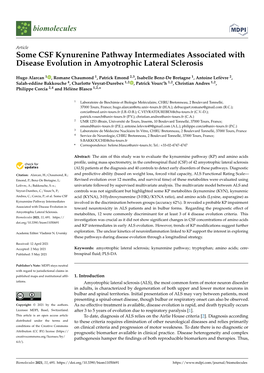 Some CSF Kynurenine Pathway Intermediates Associated with Disease Evolution in Amyotrophic Lateral Sclerosis