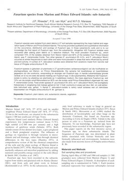 Fusarium Species from Marion and Prince Edward Islands: Sub-Antarctic