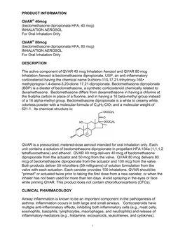 Beclomethasone Dipropionate HFA, 40 Mcg) INHALATION AEROSOL for Oral Inhalation Only