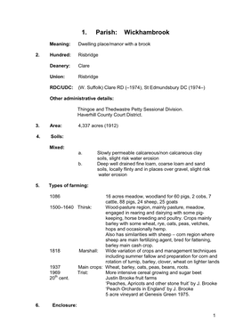 1. Parish: Wickhambrook