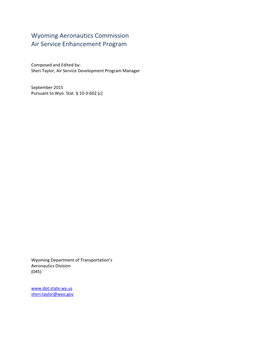 Wyoming Aeronautics Commission Air Service Enhancement Program