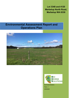 Environmental Assessment Report and Operations Plan