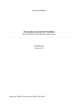 Thesis Eco-Kashrut and Jewish Tradition by Clary Rooda