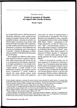 Tra Fonti E Ricerca Arresto Ed Esecuzione Di Mussolini Nei Rapporti Della Guardia Di Finanza