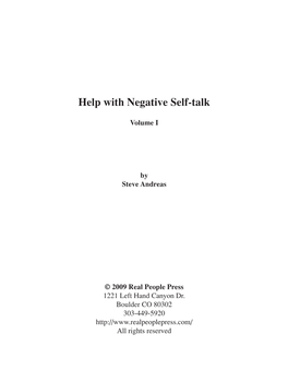 Help with Negative Self-Talk
