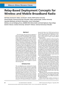 Relay-Based Deployment Concepts for Wireless and Mobile Broadband Radio