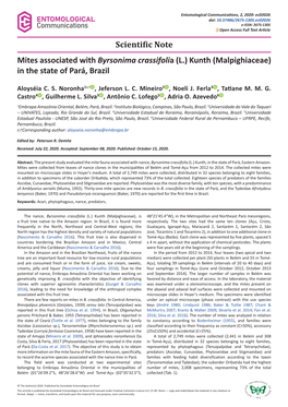 Mites Associated with Byrsonima Crassifolia (L.) Kunth (Malpighiaceae) in the State of Pará, Brazil