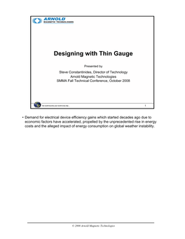 Designing with Thin Gauge