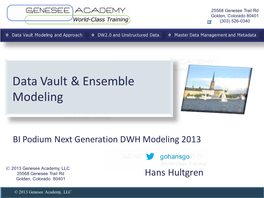 Data Vault & Ensemble Modeling