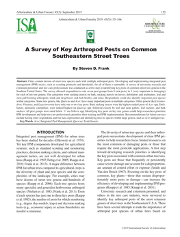 A Survey of Key Arthropod Pests on Common Southeastern Street Trees