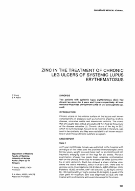 Zinc in the Treatment of Chronic Leg Ulcers of Systemic Lupus Erythematosus