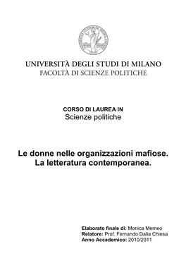 Le Donne Nelle Organizzazioni Mafiose