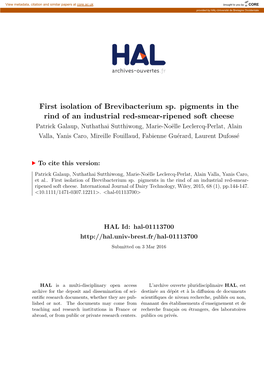 First Isolation of Brevibacterium Sp. Pigments in the Rind of an Industrial