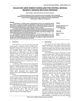 Solar and Wind Energy Modelling for Central Bangka Regency, Bangka Belitung Province